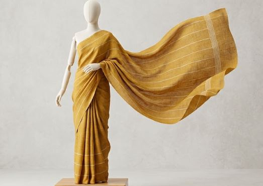 Linen Saree – Mustard Yellow
